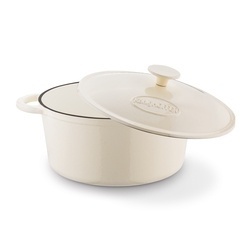 Gęsiarka żeliwna brytfanna emaliowana Konighoffer 5 l 25 x 12,3 cm okrągła kremowa