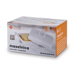 Maselniczka porcelanowa z pokrywką Tadar Ceramic 16,5 x 12 cm biała