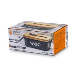 Maselniczka stalowa z pokrywką i nożykiem Tadar 15,5 x 10,5 x 6,5 cm czarna