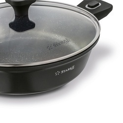 Patelnia marmurowa na indukcję krótkie uchwyty Starke Pro Svart Marble 28 cm