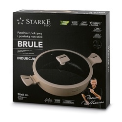 Patelnia na indukcję non-stick krótkie uchwyty z pokrywką Starke Pro Brule 28 cm