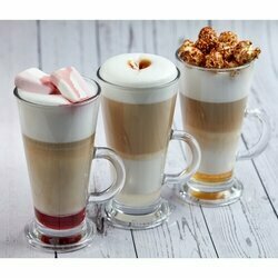 Zestaw 6 szklanek Tadar Caffee Latte 250 ml i 6 łyżeczek koktajlowych