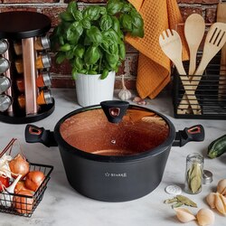 Garnek na indukcję z powłoką marmurową Starke Pro Dark Copper 6 l