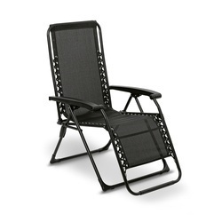 Leżak ogrodowy plażowy grawitacyjny ze stolikiem Tadar Black 63 x 160 x 80 cm