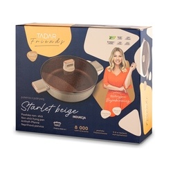 Patelnia krótkie uchwyty z pokrywką Starke Pro Starlet Beige 28x8 cm