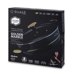 Patelnia na indukcję krótkie uchwyty z pokrywką Starke Pro Golden Marble 28 cm