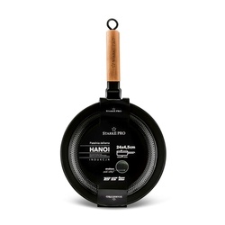 Patelnia żeliwna emaliowana z drewnianym uchwytem Starke Pro Hanoi 24 cm