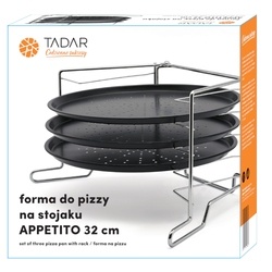 Komplet 3 blach do pizzy ze stojakiem Tadar Appetito 32 cm