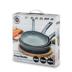Zestaw 3 patelni marmurowych na indukcję Konighoffer Greys Marble 20/24/28 cm