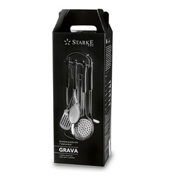 Zestaw przyborów kuchennych Starke Pro Grava Black 7 elementów
