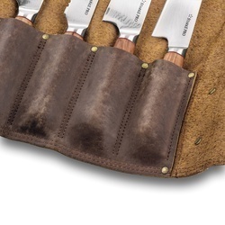 Komplet 6 noży Starke Pro Damascus Takeru w skórzanej torbie