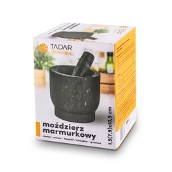 Moździerz kuchenny z tłuczkiem Tadar 10,5 x 10,5 cm marmurowy czarny