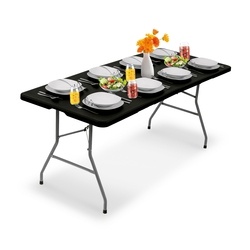 Stół cateringowy składany w walizkę Tadar 180 x 74 x 74 cm czarny