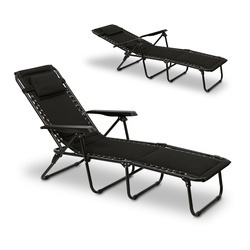 Leżanka leżak ogrodowy plażowy Tadar 6 pozycji 63 x 182 x 55 cm czarny 
