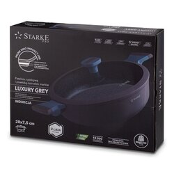Patelnia na indukcję marmurowa z pokrywką Starke Pro Luxury Grey 28 cm krótkie uchwyty