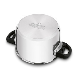 Zestaw garnków nierdzewnych z pokrywkami Starke Pro Sante 8 elementów i komplet 6 szklanek Sue 400 ml z podkładkami