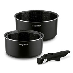 Zestaw garnków z odpinaną rączką Konighoffer Spinel Black 4 elementy bez indukcji
