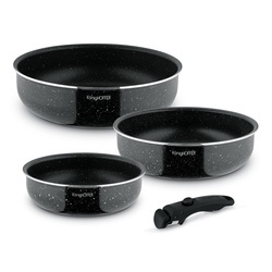 Komplet patelni głębokich z odpinaną rączką Konighoffer Spinel Black 20 / 24 / 28 cm indukcja