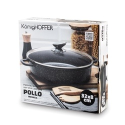 Patelnia na indukcję głęboka krótkie uchwyty Konighoffer Pollo Black 32 x 8 cm