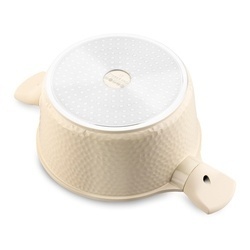 Zestaw garnków na indukcję Starke Pro Texture Creamy 10 elementów i 4 noże Toshiro