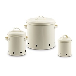 Zestaw 3 metalowych pojemników kuchennych Tadar Ziemniaki Cebula Czosnek kremowy