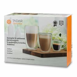 Szklanki termiczne do kawy Tadar Sublime Barista 80 ml 200 ml 350 ml 6 szt.