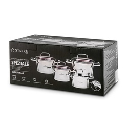 Zestaw garnków nierdzewnych z pokrywkami Starke Pro Speziale 8 elementów