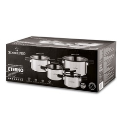 Zestaw garnków nierdzewnych z pokrywkami Starke Pro Eterno 8 elementów