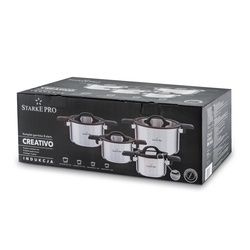 Zestaw garnków nierdzewnych z pokrywkami Starke Pro Creativo 8 elementów