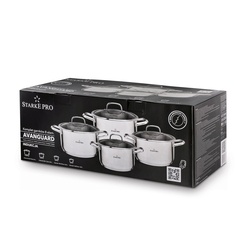 Zestaw garnków ze stali nierdzewnej Starke Pro Avanguard 8 elementów
