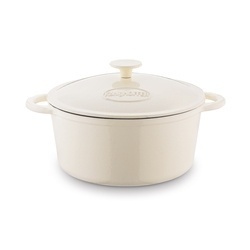 Gęsiarka żeliwna brytfanna emaliowana Konighoffer 5 l 25 x 12,3 cm okrągła kremowa