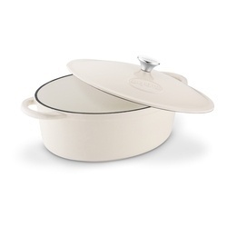 Gęsiarka żeliwna emaliowana Konighoffer 6,4 l 32,5 x 25 x 11,8 cm owalna kremowa