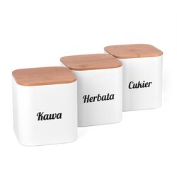 Komplet 3 pojemników Tadar Talon Kawa Herbata Cukier 11,5 x 12,3 cm białe