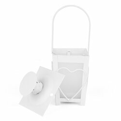 Lampion metalowy Tadar Heart 7,5 x 7,5 x 17 cm biały