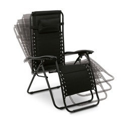 Leżak ogrodowy plażowy grawitacyjny Tadar Black 63 x 160 x 80 cm