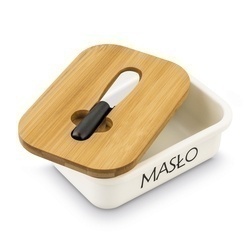 Maselniczka stalowa z pokrywką i nożykiem Tadar 15,5 x 10,5 x 6,5 cm kremowa