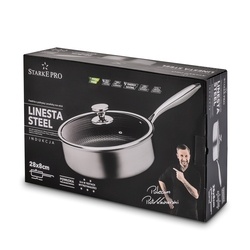 Patelnia głęboka nierdzewna Starke Pro Linesta Steel 28 x 8 cm z pokrywką