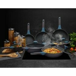 Patelnia na indukcję marmurowa z pokrywką Starke Pro Luxury Grey 28 cm krótkie uchwyty