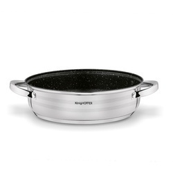 Patelnia na indukcję non-stick ze stali nierdzewnej krótkie uchwyty Konighoffer Bari Silver 28 cm