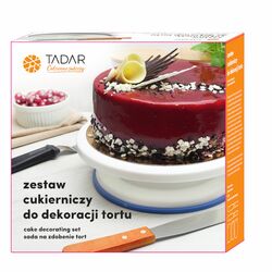 Patera obrotowa do tortów Tadar 27,5 x 7 cm z 2 nożami i 3 szpatułkami
