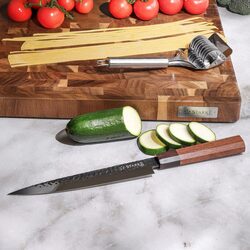 Zestaw garnków na indukcję Starke Pro Texture Grey 10 elementów i 3 noże Toshiro