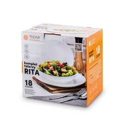 Komplet obiadowy Tadar Rita szkło hartowane 18 elementów