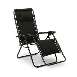 Leżak ogrodowy plażowy grawitacyjny Tadar Black 63 x 160 x 80 cm