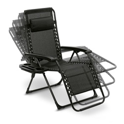 Leżak ogrodowy plażowy grawitacyjny ze stolikiem Tadar Black 63 x 160 x 80 cm