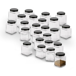 Słoiki szklane z metalową zakrętką Tadar Belo 150 ml 24 sztuki i 96 etykiet na przyprawy