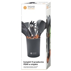 Zestaw 11 przyborów kuchennych w stojaku Tadar Silico Pemi ciemnoszary