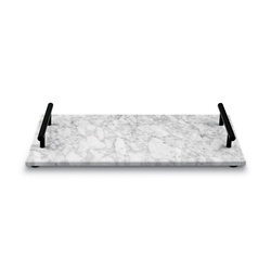 Deska do serwowania przekąsek marmurowa z uchwytami Starke Pro 35 x 20 cm biała