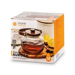 Dzbanek do herbaty borokrzemowy ze szklanym zaparzaczem Tadar Aurora 1 l akacja