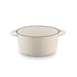 Gęsiarka żeliwna brytfanna emaliowana Konighoffer 2,8 l 21 x 10,5 cm okrągła kremowa