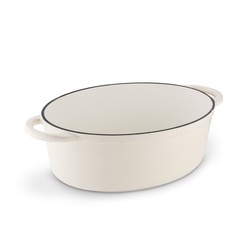 Gęsiarka żeliwna emaliowana Konighoffer 6,4 l 32,5 x 25 x 11,8 cm owalna kremowa